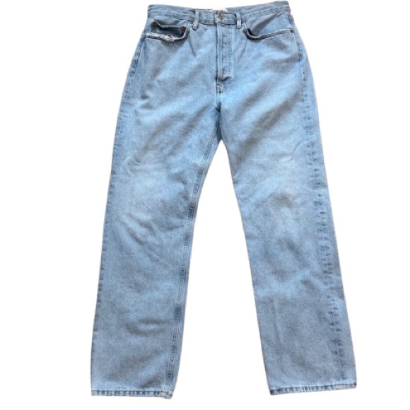 Agolde 90'S PINCH WAIST HIGH RISE STRAIGHT size 29 light wash button front - Picture 4 of 14